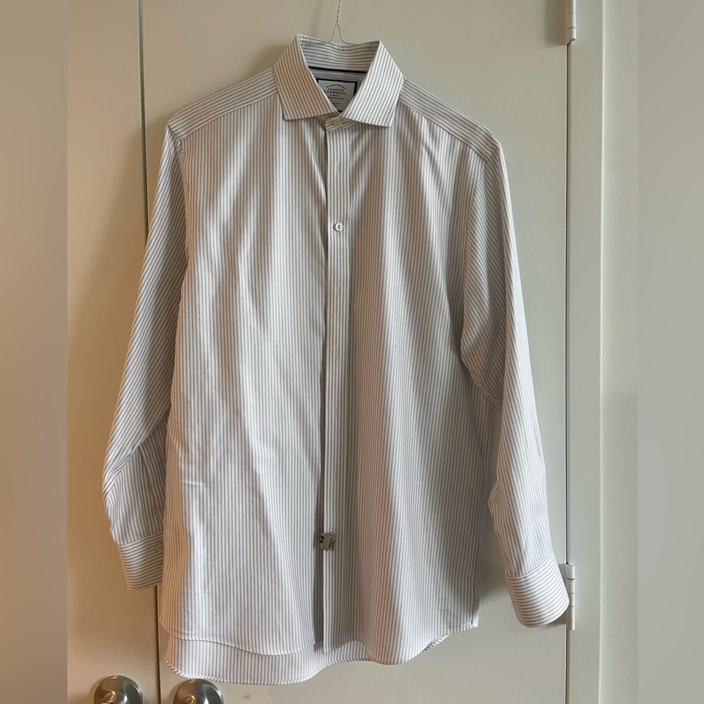 Men’s Dress Shirt - Gray Stripe 15.5/34